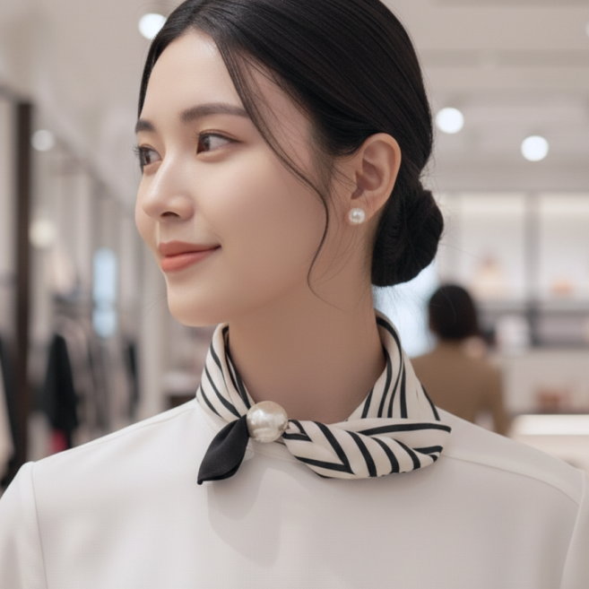 키치뮤 진주볼 자석 스카프