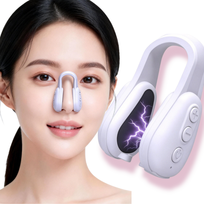 GURAN 미세전류 코 교정기 ems 고주파 마사지기 콧볼 마사지기 코라인 케어, 화이트, Y10