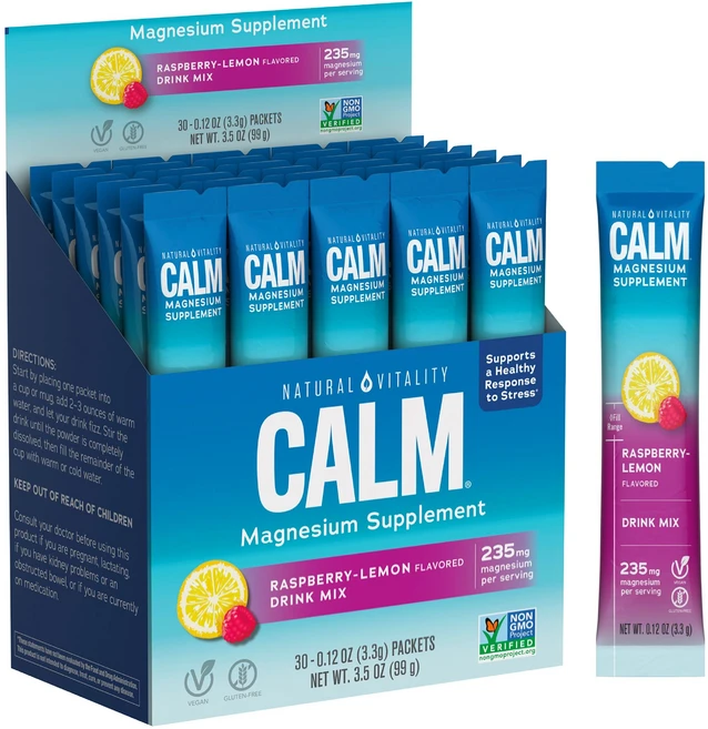 내추럴 바이탈리티 캄 마그네슘 드링크 믹스 파우더 패킷 라즈베리 레몬, 1개 - 쿠팡