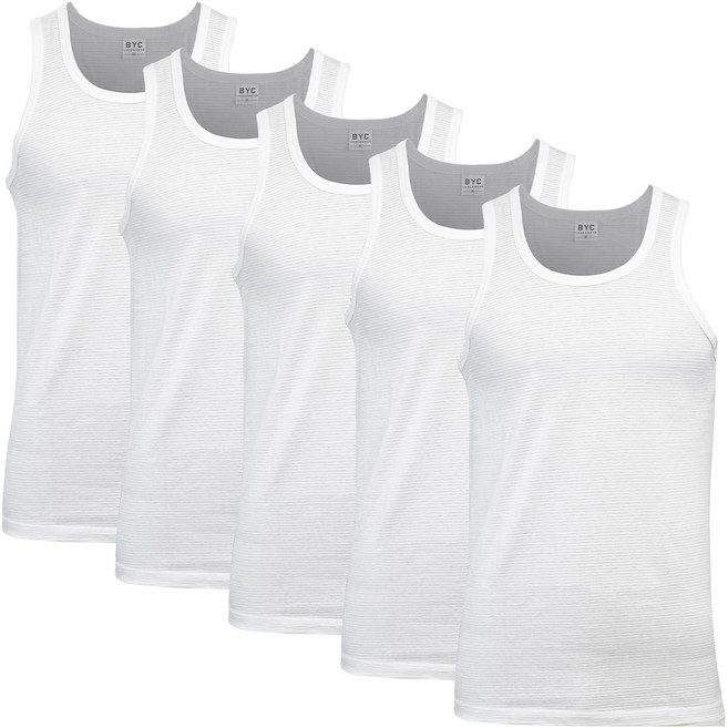 BYC 얇고 시원한 비즈니스런닝 5매 / 통기성이 좋고 착용감이 시원한 남자런닝