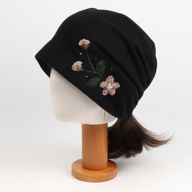 비토스 국내제작 꽃장식 밴딩 두건 레이온모자 중년 여자 실내 모자