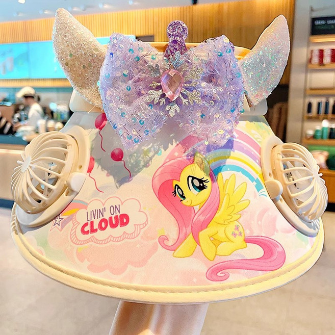 BAFC1857 큐티 캐릭터 말 선풍기 챙 모자 아동 여름 자외선 차단 모자 챙이 큰 챙 모자 선풍기 모자