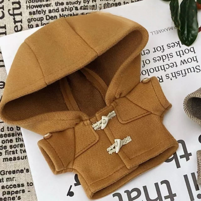 티니숲속 10cm 인형옷 떡볶이 단추 후드 코트 바지 세트 솜인형 무속성 아이돌인형, 1개, 머스터드