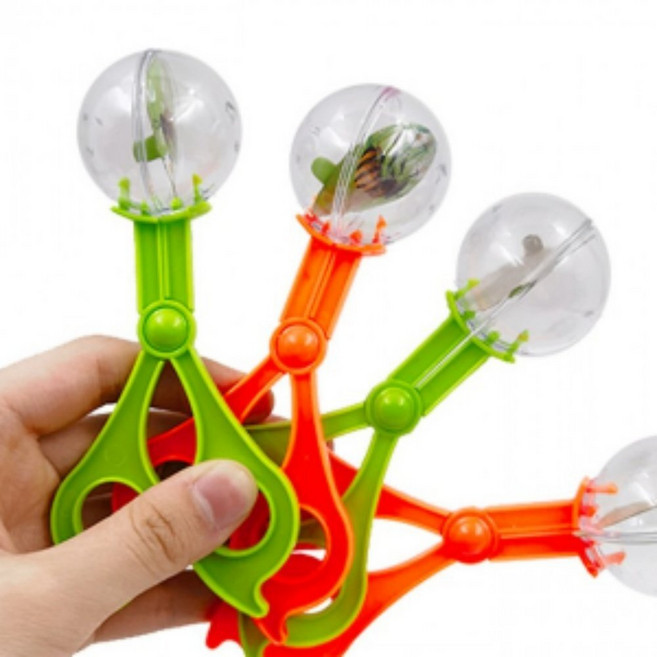 어린이 학습용 곤충집게 벌레 포획 툴 채집도구 투명캡 관찰, 1개, 01곤충가위-오렌지