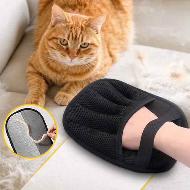 반려동물 고양이 털제거 브러쉬 장갑 아기고양이 장모 단모 털 빗질 브러쉬, 1개, 검정색