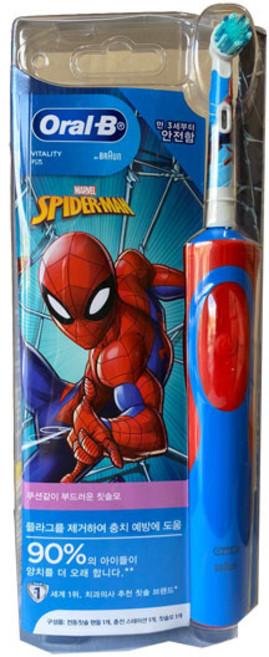 오랄비 바이탈리티 키즈 전동칫솔, D12K, 스파이더맨, 1개
