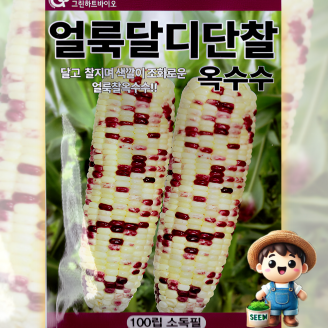 그린하트바이오 얼룩달디단찰옥수수 100립 얼룩 옥수수 채소 씨앗 종자 그린하트바이오, 1개
