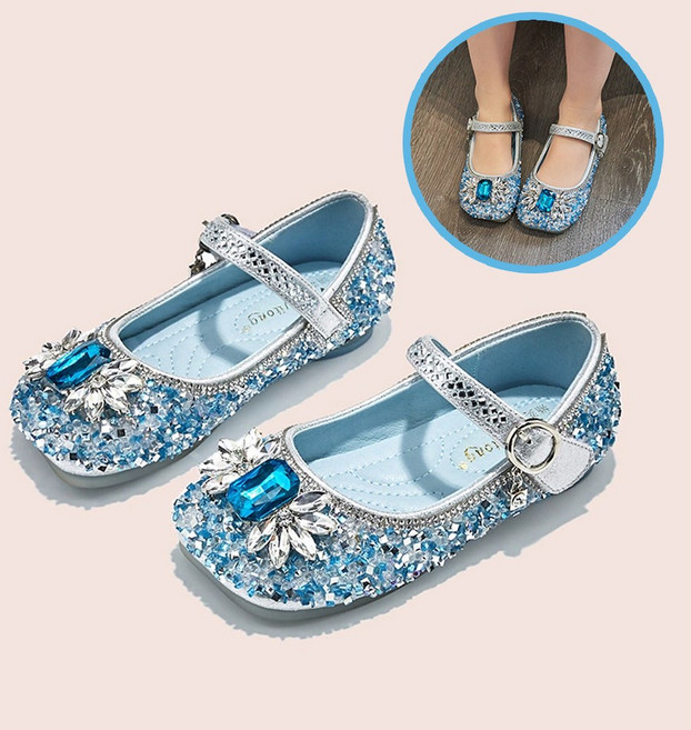(당일출고) 엘사 구두 프린세스 크리스탈 반짝이 여아 공주 신발