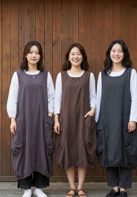 대신승복 왕주머니 원피스 면원피스 조끼원피스 앞치마원피스 어린이집 승복 법복 개량한복 퓨전 원피스 루즈핏