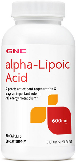 GNC Alpha-Lipoic Acid 알파리포산 600 MG 60 캐플렛, 1개, 60정