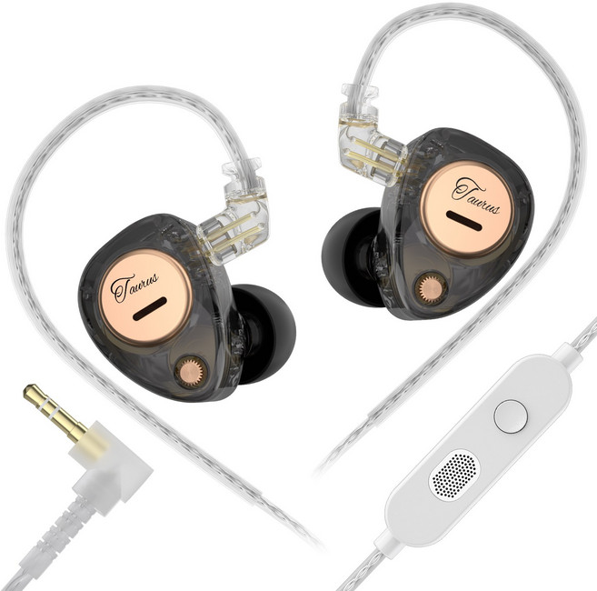Keephifi KZ Taurus 유선 HIFI 게이밍 이어폰 IEM 인이어 이어폰, 마이크, 검은색