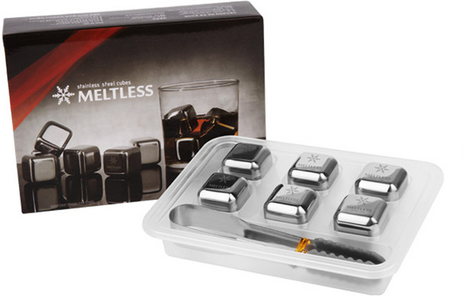 멜트레스 스테인레스 아이스큐브 아이스볼 아이스칠러 아이스컵 페이스롤러, [멜트레스] 아이스큐브(6개+집게+보관트레이), 1세트, 1개