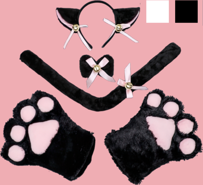 월드맘 할로윈 고양이 코스프레 소품 세트, 블랙