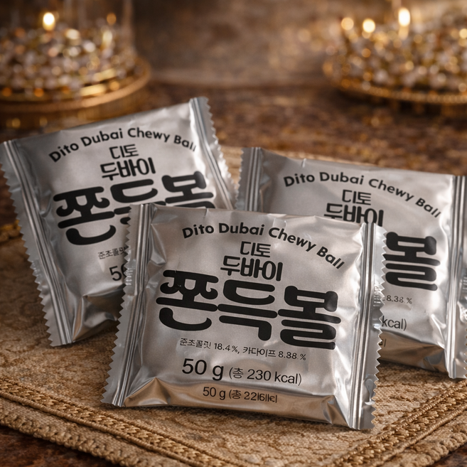 [3개] 두쫀쿠 카다이프 디토 쫀득볼 두바이 초코볼 50g 쿠키 디져트 간식 피스타치오