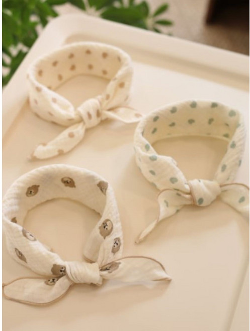 곰돌이 하트 어린이 친환경 거즈 스카프빕