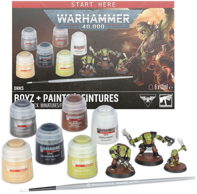 Warhammer 40 000 Orks Boyz + Paints 歐克蠻人小子顏料套裝, 1個