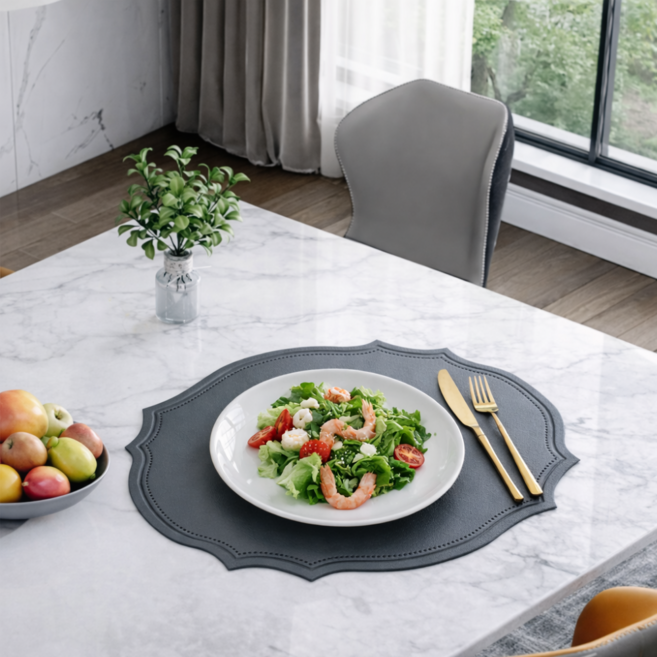 소소센스 북유럽 고급 식탁매트 실리콘 테이블매트 방수 식탁패드2개, 클래식 짙은회색, 1세트, 43cm*29.5cm