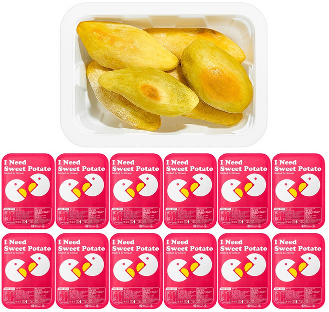 신박한 한입 쏙 꿀고구마 120g x 12팩 / 바로먹는 간편 아이스 냉동 찐 군 고구마, 12개