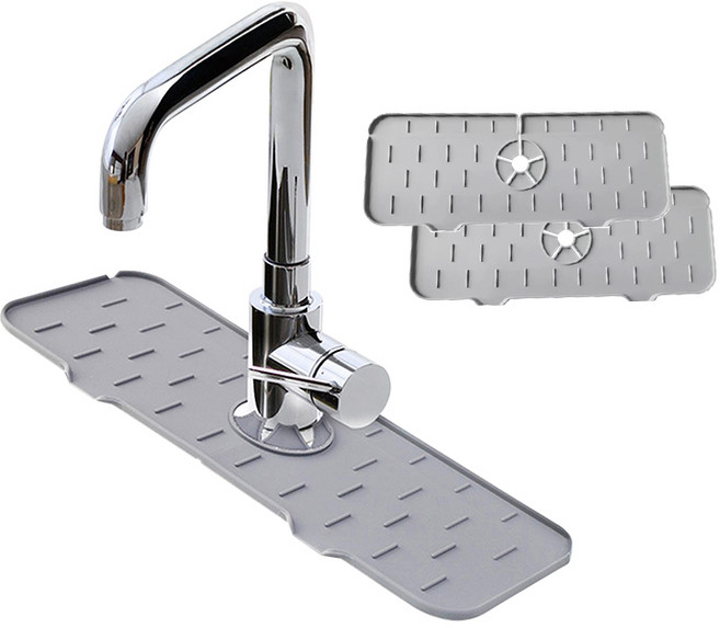 이츠원츠 이지 장착 프리미엄 세면대 실리콘 물빠짐 매트, 2개