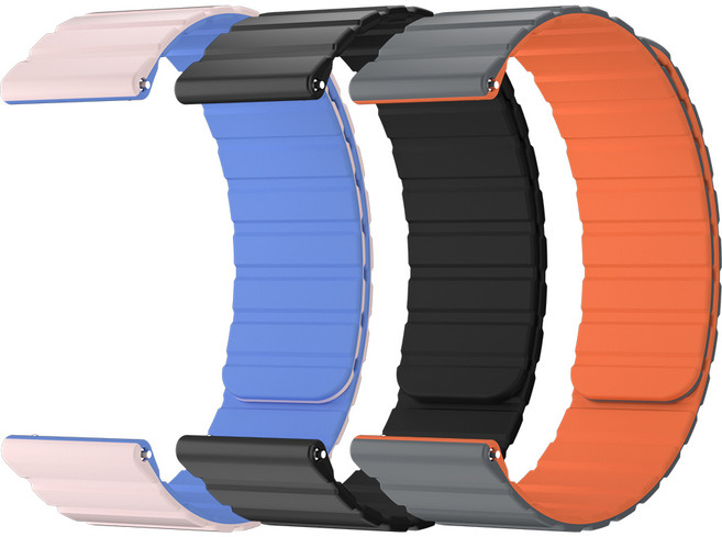 와피크 스마트워치 마그네틱 실리콘 스트랩 22mm 시계줄 갤럭시워치 호환, 블랙, 1개