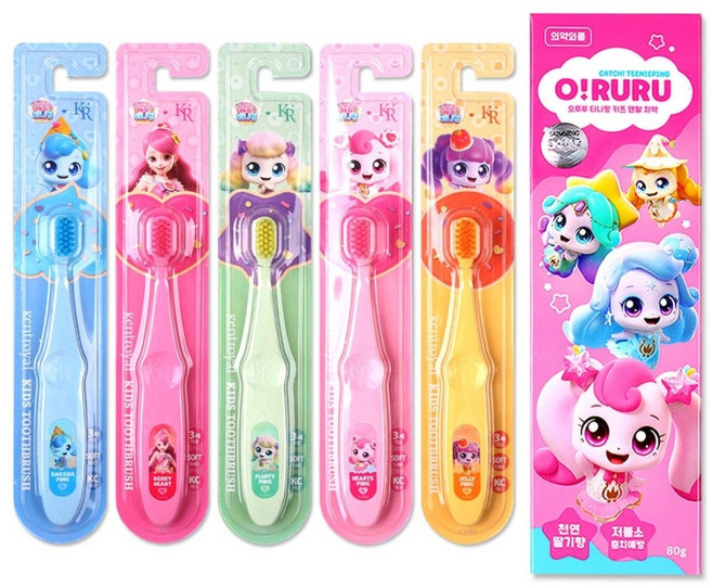 켄트로얄 캐치티니핑 칫솔 5종+캐치치약 1개, 하츄,샤샤,포실,말랑,베리하트, 1세트, 1개입