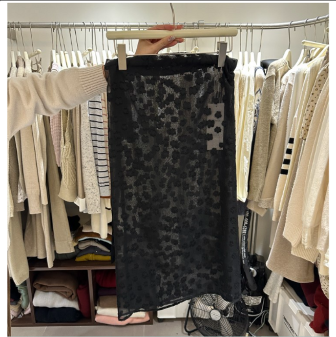 플라워 자수 레이어드 오픈 롱 치마 랩스커트 2컬러