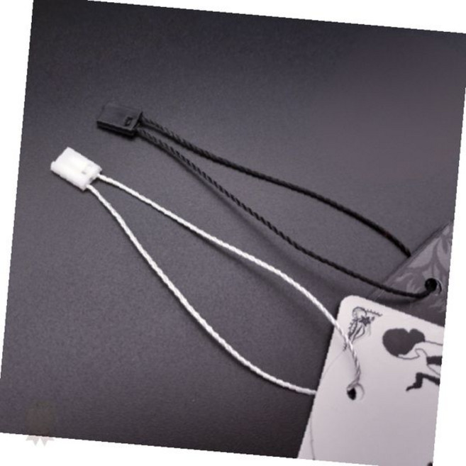 의류 상표 연결 고리 라벨 부착 끈 택 연결선 옷 가격표 고정 끈 매장 판매용, 1개, 블랙