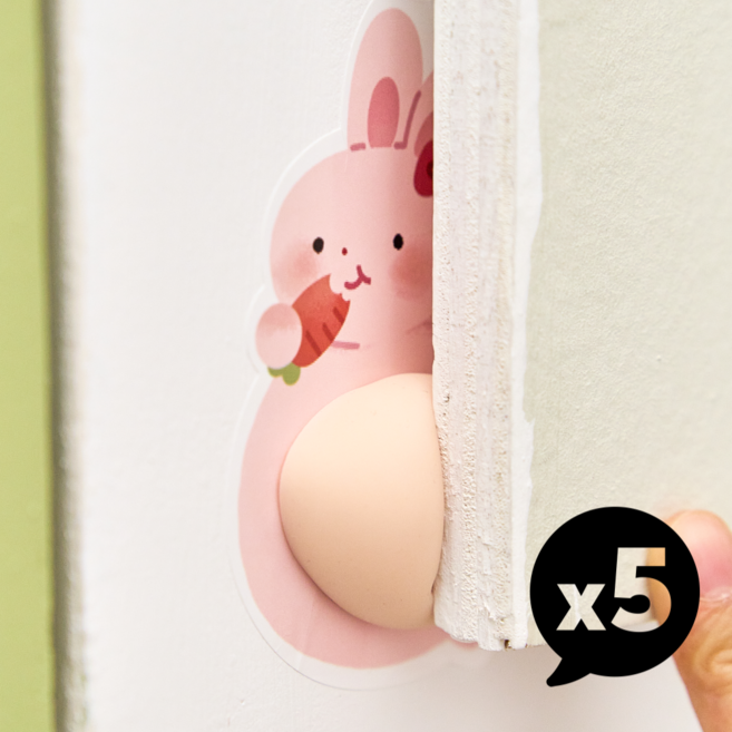 무둥 데스크테리어 3D 문콕방지 스티커, 토끼 5매