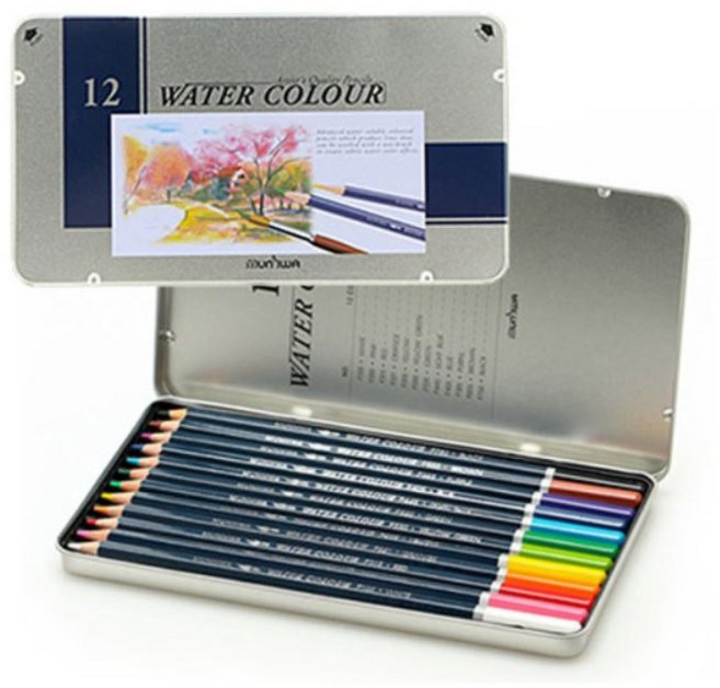 문화 넥스프로수채색연필 12 24 36색 틴케이스, 12색