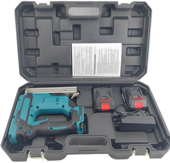 무선타정기 타카 전동 전기 충전식 타정총 휴대용 목공 배터리 못 전동, 배터리 팩+플라스틱, 1개