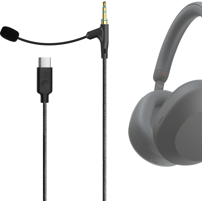 Geekria 붐 마이크 헤드폰 케이블 WH-1000XM5 Crusher ANC 2 Solo 4와 호환 게임 및 회의용 붐 마이크가 포함된 USB C 잭 교체용 코드, EJX44-34, 1개