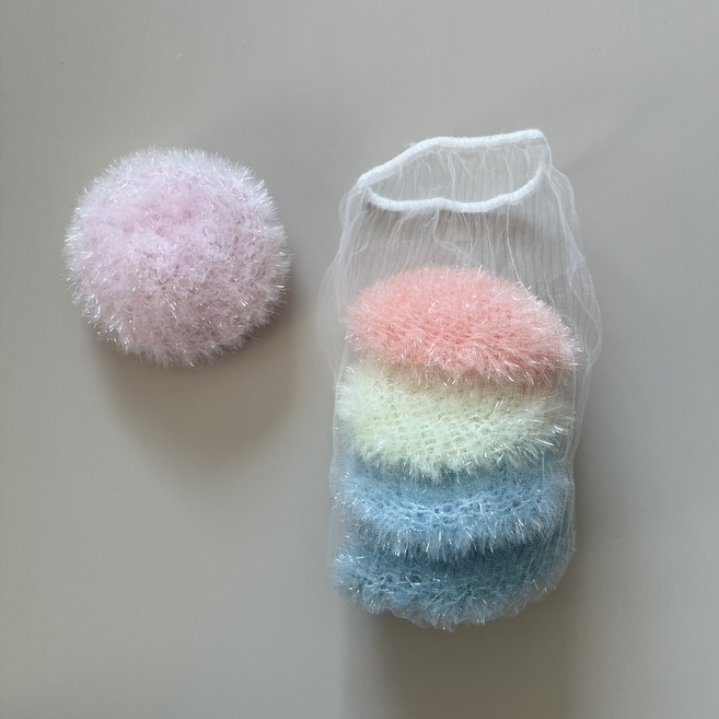 디어러브공방 수세미 수제 핸드메이드 뜨개질 손뜨개 거품퐁퐁 설거지 1+1+1+1+1 호빵수세미 1세트 5개입