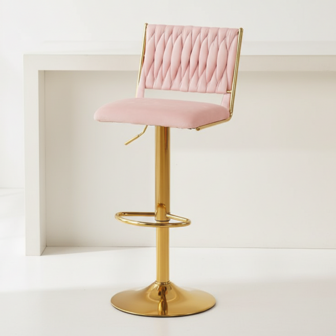 피피포피 벨벳 홈바의자 아일랜드식탁의자 바체어 높이조절 회전 스퀘어, 핑크