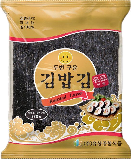 유창김 본사 직출고 두번구운 김밥김(명품).100매 230g 1봉, 1개