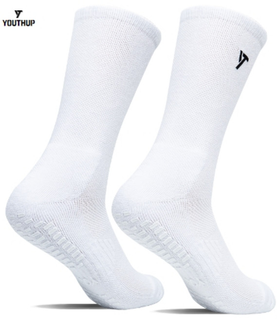 논슬립 미끄럼방지 축구 풋살 양말, 화이트, 2개