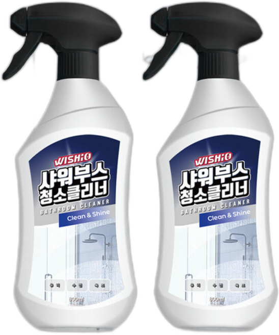 S 위시오 샤워부스 물때제거 청소 클리너 1+1 물때제거제 크롬 수전 유리 세정제, 1개, 800ml