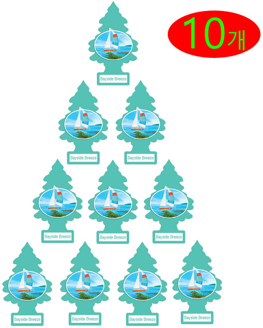 리틀트리 차량용 방향제 본품, 베이사이드브리즈, 10개