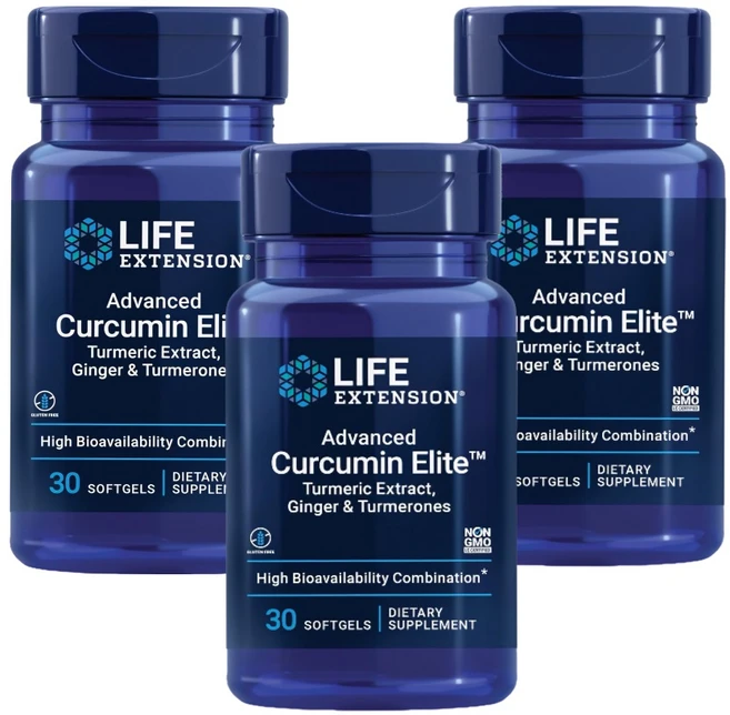 라이프 익스텐션 Advanced Curcumin Elite 강황 추출물 생강 및 터메론 소프트젤 30정 3병 - 쿠팡