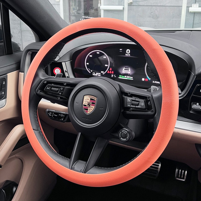 자동차 핸들커버 실리콘 논슬립 전차종 호환 통풍 사계절 10색상, 오렌지