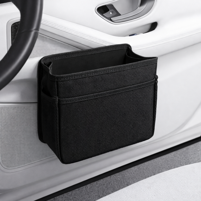 다브온픽 멀티수납 차량용 쓰레기통, 1개, 블랙