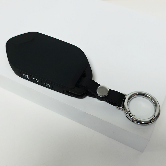 바이어블 기아 EV3 EV4 EV6 쏘렌토 MQ4 카니발 KA4 호환 스마트키 실리콘 케이스 키링 키홀더, 7버튼_S56_SS1, 블랙