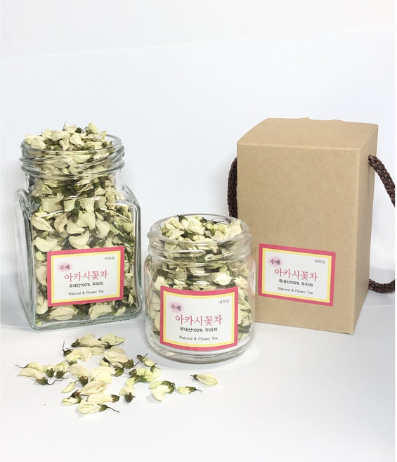 [아카시꽃차] 국산 꽃차 수제 덖음차 수제꽃차 차선물 꽃차 장미 메리골드 전통 한방차 차선물, 아카시(아카시아)꽃차 (소), 1개, 1개