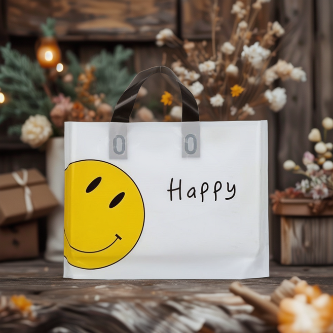 노리스 노리스 50p 스마일 비닐 쇼핑백 투명 손잡이 비닐백 PE 답례품 가방 선물 봉지 포장 봉투