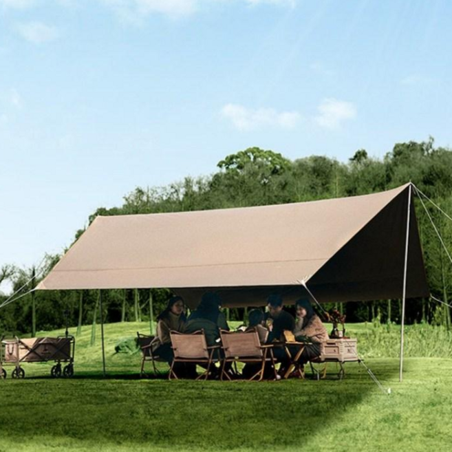 MAILE 210D 옥스포드 블랙 실버 코팅 방수 대형 렉타 타프, 베이지