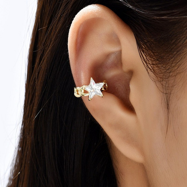 아름조이 샤이닝 스타 크리스탈 큐빅 이어커프 귀걸이 귀찌 AJE080