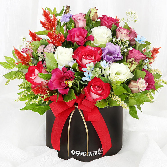 (오늘도착) 99플라워 프리미엄 꽃상자 "특별한 사랑" 빨간 장미 플라워박스 ST-B481 - 고백 프로포즈 결혼기념일 생일선물 당일꽃배달 전국당일배송 생화