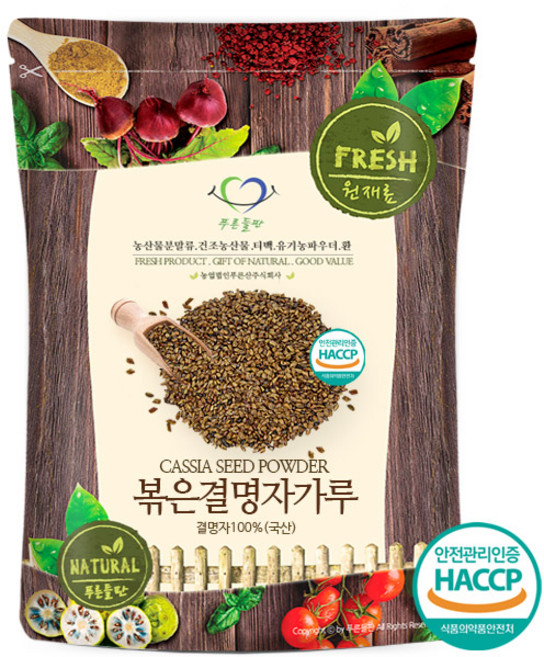 푸른들판 국내산 볶은 결명자 분말 가루 차 HACCP 인증, 500g, 1개