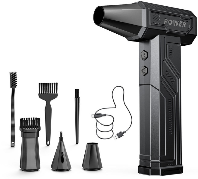 ACMEZING 초강력 무선 에어건 휴대용 미니 에어건 청소기 멀티 핸드형 초강력 세차 에어건 틈새 청소기 먼지제거 캠핑 세차 겸용, 블랙