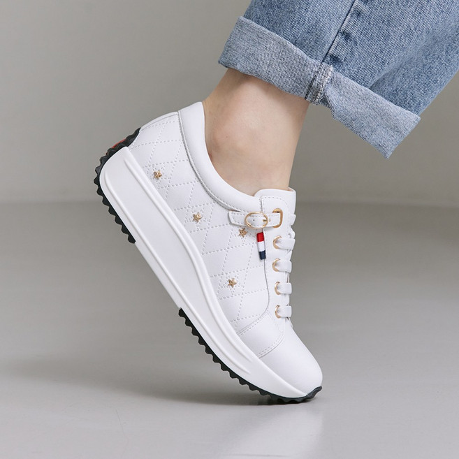 슈리오 여성 발편한 키높이 퀼팅 스니커즈 6cm