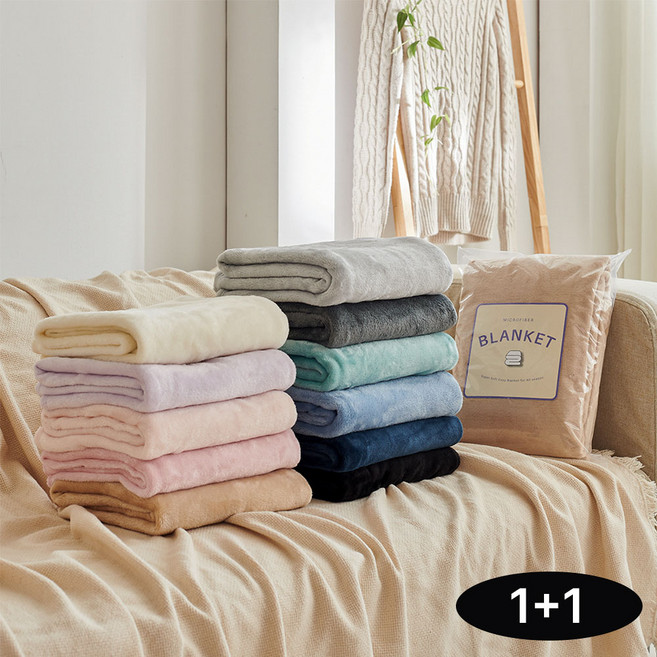 데시뉴 에센스 솔리드 양면 극세사 담요 2개 세트